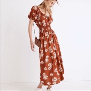 Madewell Linen Blend Floral Dress
